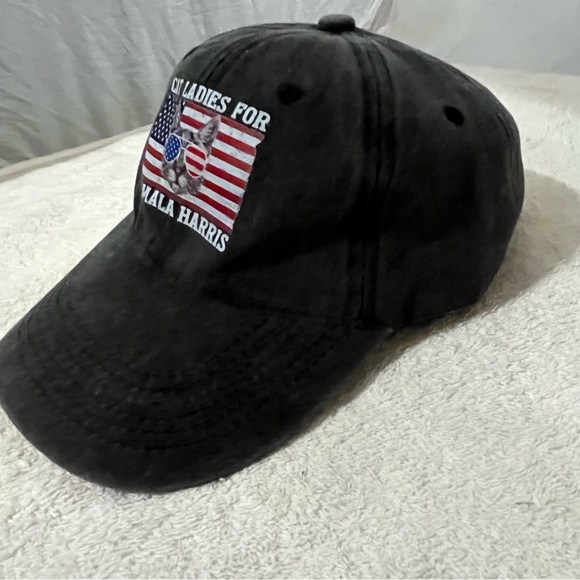 Cat Ladies for Kamala Patriotic Grey Cotton Adjustable Campaign Cap